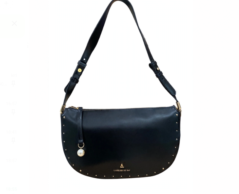 L'Atelier Du Sac Borsa a Spalla Nera e Oro 20578