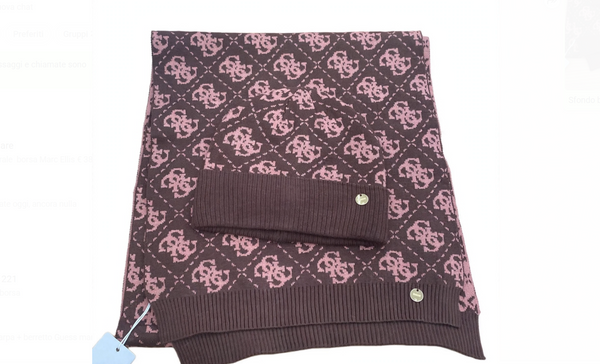 Guess Sciarpa e Cappello Logato Marrone/Rosa Reverse GFBOXWP6401