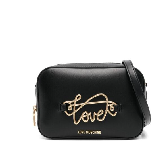 Love Moschino Borsa a tracolla Nera con dettagli in oro