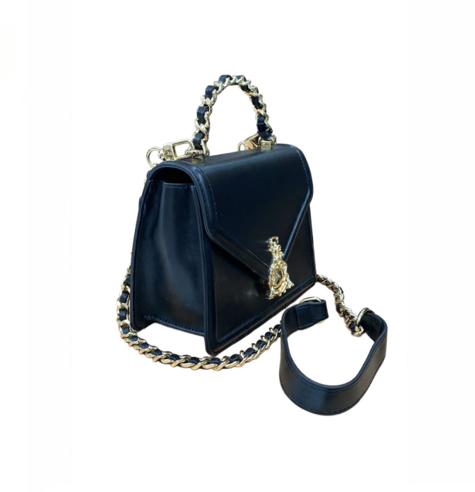 L'Atelier Du Sac Borsa a Mano/Tracolla Nera e Oro 16012