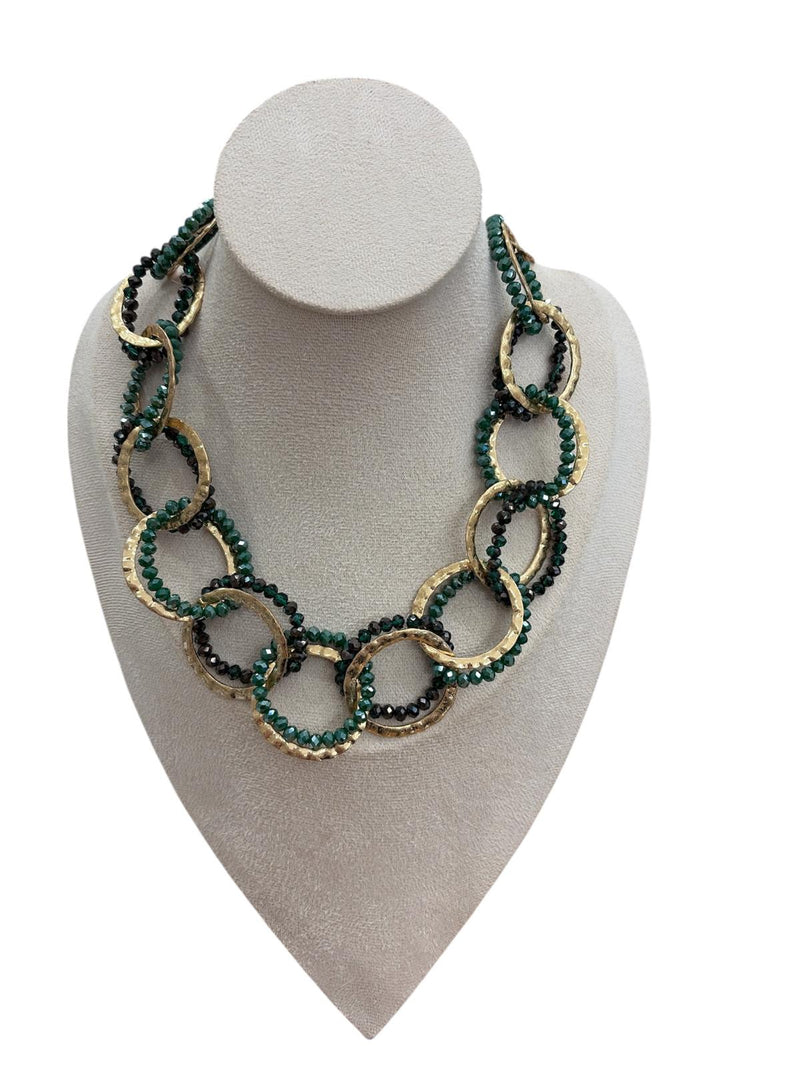 Mya Accessories Collana girocollo a catena multifilo con due pietre in vetro tono verde G11140