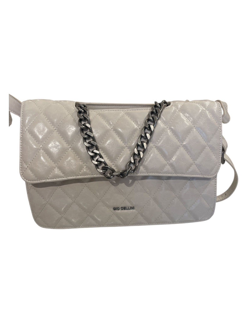 gio cellini borsa a tracolla lucida bianca