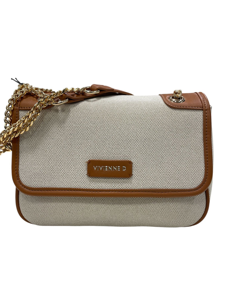 vivienne D Borsa a Tracolla in Canvas Cuoio