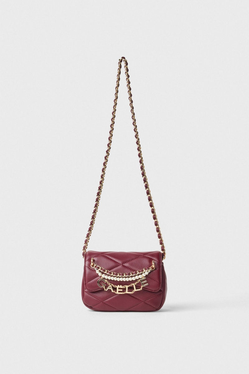 Gaelle borsa a tracolla con perle e charms bordeaux