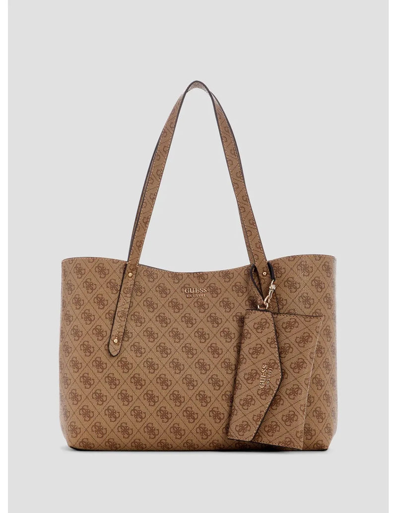 Guess Borsa A Spalla Brenton Logato Beige