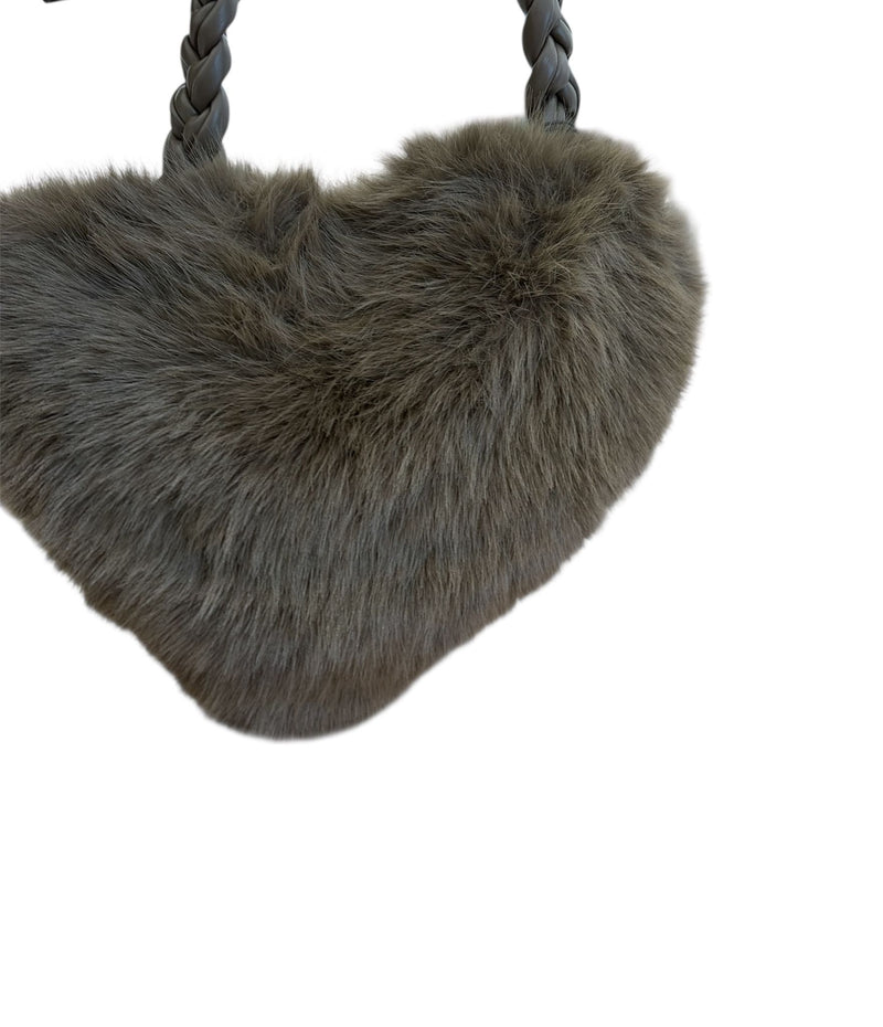 Le Pandorine Borsa a Spalla/Tracolla Fur Heart Fango