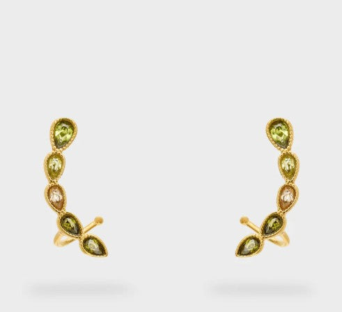 Nali' Orecchini Earcuff Con Pietre Verde/Oro EMOR1854
