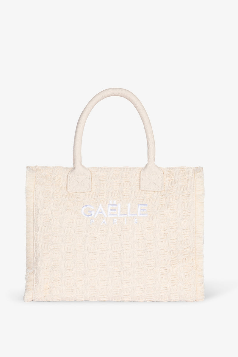 Gaelle Maxi Shopper Ricamo Firma Beige  GAACW03178