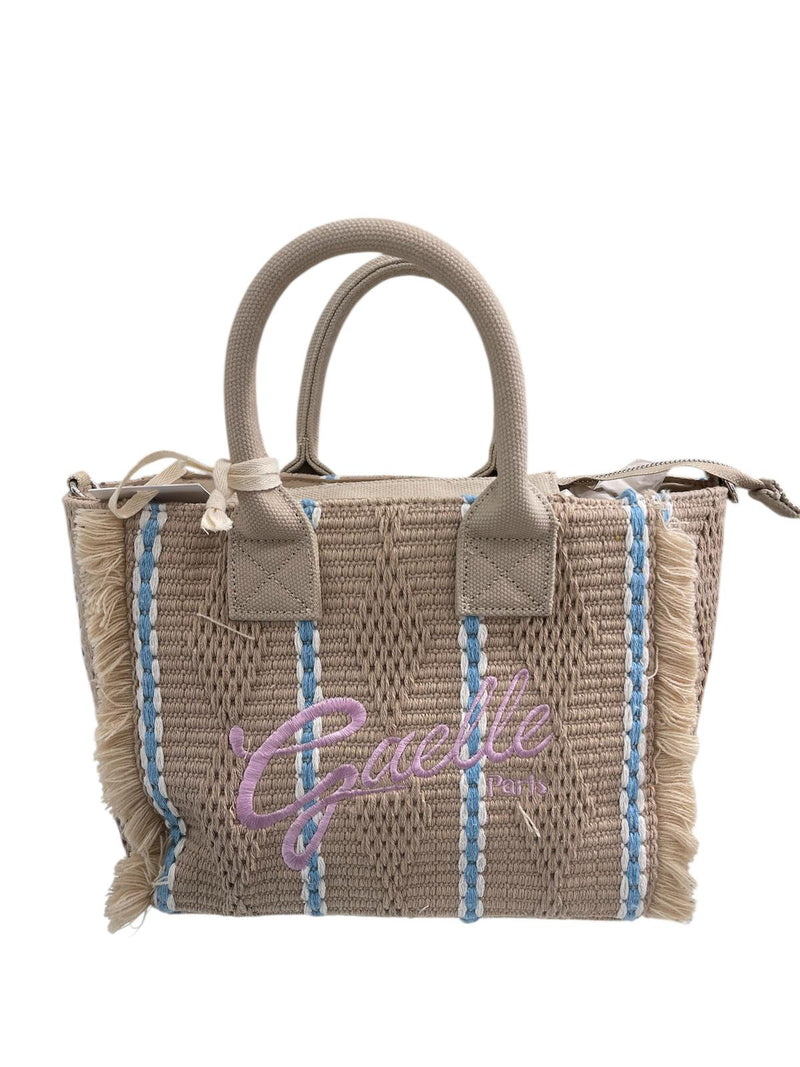Gaelle Maxi Shopper Ricamo Firma Beige GAACW03187