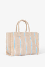 Gaelle Maxi Shopper Ricamo Firma Beige/ Celeste   GAACW03186