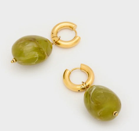 Nali' Orecchini Chiara Ovali Resina Oro/Verde LNOR0141