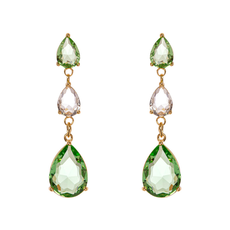 Sodini Bijoux Orecchini Con Tre Cristalli Incatenati Chandelier Verde