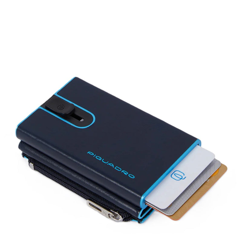 Piquadro Compact wallet porta monete con sliding system Blu