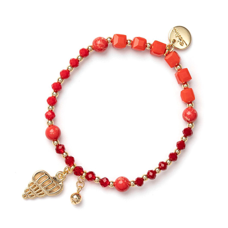 Sodini Bijoux Bracciale Elastico Con Conchiglietta Conica Bora Bora Rossa