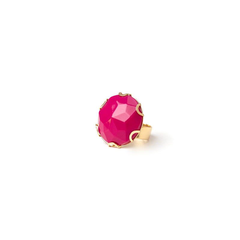 Sodini Bijoux Anello con grande top circolare Sunrise - Fucsia