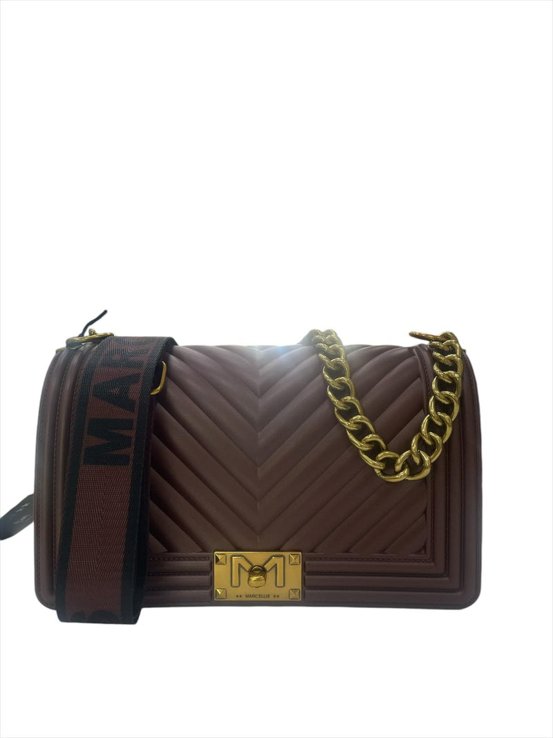 Borsa a Tracolla Marc Ellis  Modello Chocolate/Light Ottone