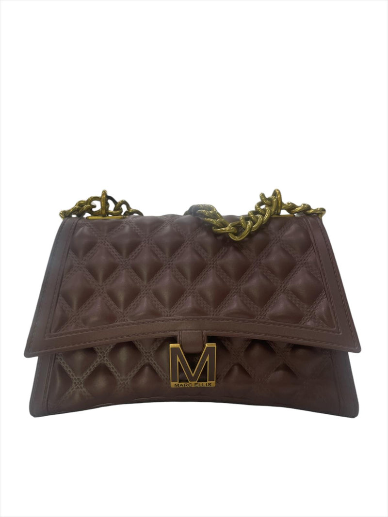 Borsa a Tracolla Marc Ellis  Modello Chocolate/Light Ottone