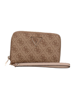 Guess Portafoglio Laurel Medio Doppia Zip Logato Beige