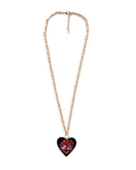 Mya Accessories Collana lunga con pendente a forma di cuore in resina nero