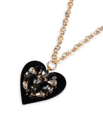 Mya Accessories Collana lunga con pendente a forma di cuore in resina nero